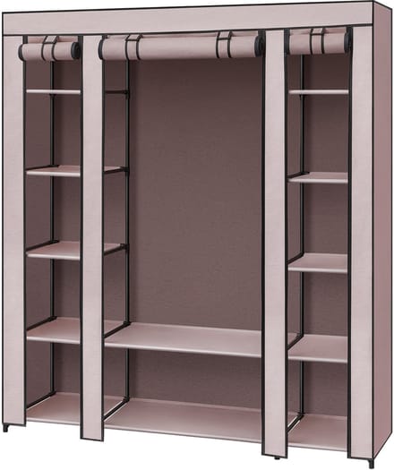 SONGMICS - Kledingkast - Met Kledingstang - 12 Legplanken - Metalen Frame