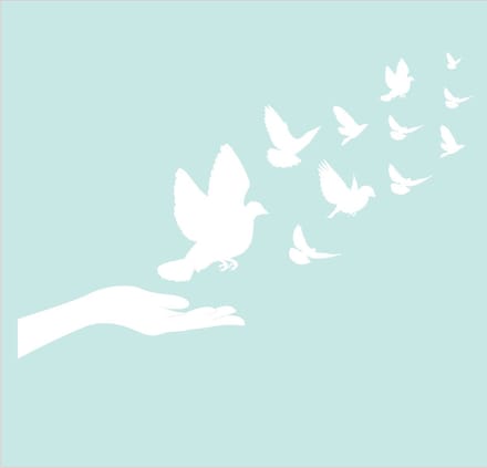 Raam - muur - veranda - sticker Hand met vogels - wall art -