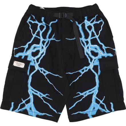 Laterale Lightning-cargoshort voor heren, zwart/lichtblauw