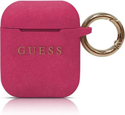 GUESS GUACCSILGLFU AirPods cover fuchsia / fuchsia Silicone Glitter