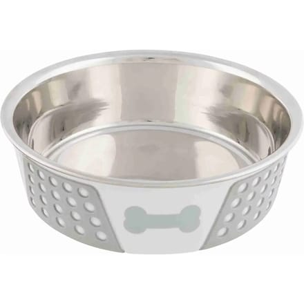 Trixie Bowl stainless steel/silicone 1.4 l/ø 21 cm white/grey