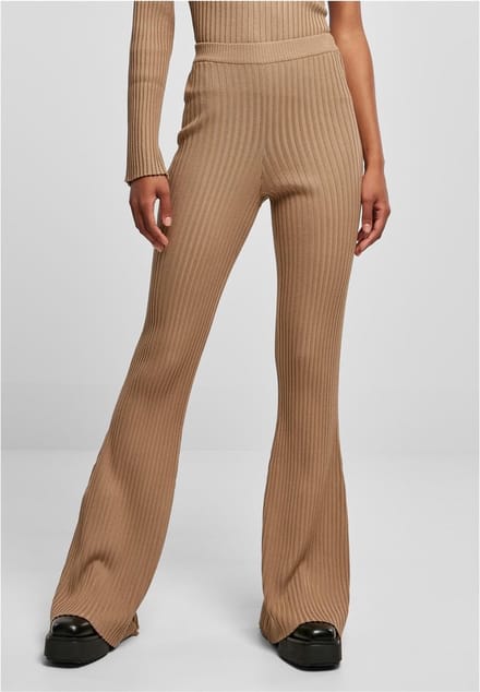 Urban Classics - Flared Rib Knit Legging - XS - Beige