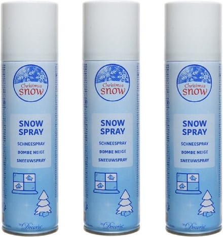Decoris Sneeuwspray - 3x stuks - bus 150 ml - wit - milieuvriendelijk - ECO - spuitsneeuw - sneeuwversiering