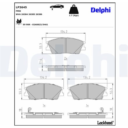 Remblokkenset, schijfrem DELPHI LP3645