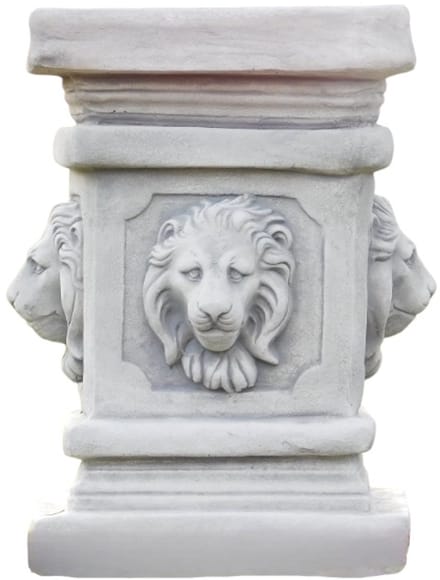 Sokkel met leeuwenkoppen - steen - 47 cm - klassiek wit