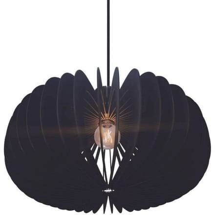 Nordlux Hanglamp Hazo, Ø 65 cm, zwart, hout