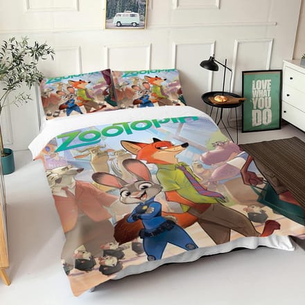 Zootopia Judy Nick Dekbedovertrek Set Dekbed Beddengoed 3D Kinderbeddengoed Set 3-Delig 1 Dekbedovertrek King Size 150*200cm 3pcs