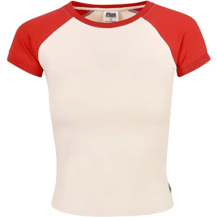 Urban Classics - Organic Stretch Short Retro Baseball Top - XL - Gebroken wit/Rood