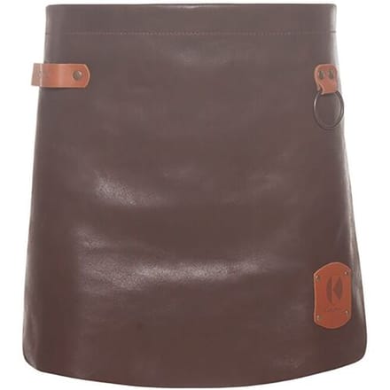 (6 Stuks) KARLOWSKY Schort met Leren Voorbinder - Mokka Bruin