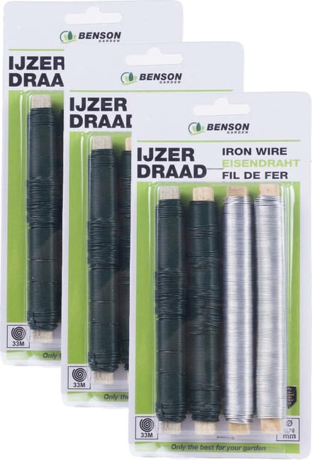 Benson IJzerdraad - 3x - 4 delig - 0.7 mm x 30 m - geplastificeerd - verzinkt staal - binddraad
