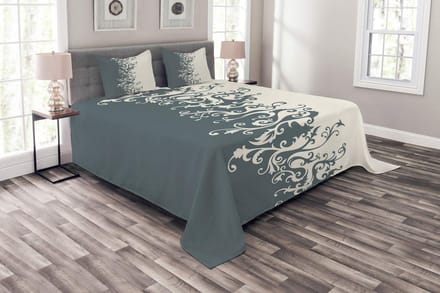ABAKUHAUS Vintage Bloemen Dagdeken Set – 220x220 cm – Polyester, machinewasbaar