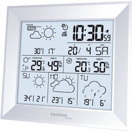 Technoline Weerstation WD 2000 Met thermometer en hygrometer Met 1 buitensensor tot 30 m Zilver