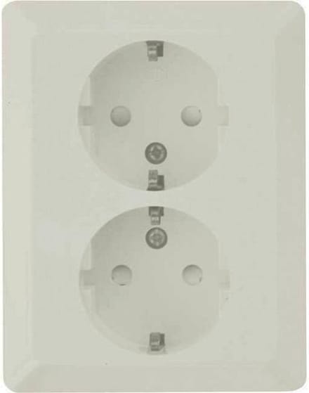 OLYMPIC dubbel stopcontact met randaarde opbouw | WIT