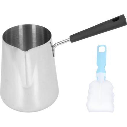 Boterverwarmer Mini RVS Koffie Verwarmen Smeltpan 1000ml met Tuit voor Thuis Café L white