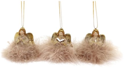 Ornament - Angel - Ester - Beige met Goud - 3 Stuks