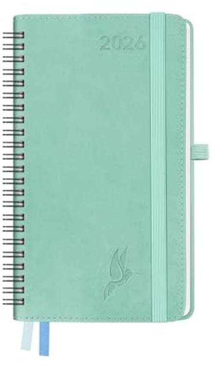 Kalender 2026 - Weekplanner Agenda - Dagelijkse Planning - 1 Week 2 Pagina's - A6 18x9.8cm - Groen