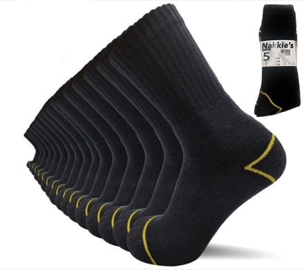 Werksokken - Zwart - 47/50 - Nakkie's - Heavy duty - Mega pack - 10 paar