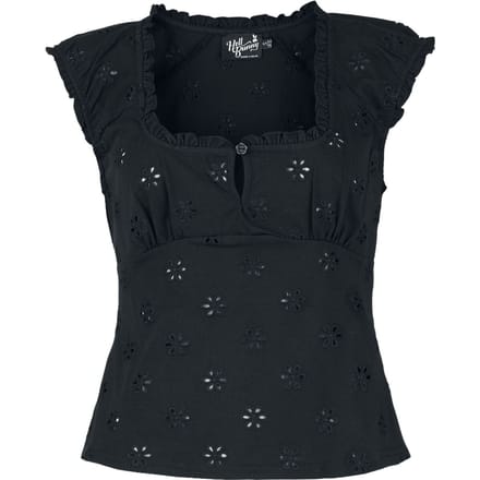 Hell Bunny - Rockabilly T-shirt - Sammy Jo Top - L - voor Vrouwen - zwart