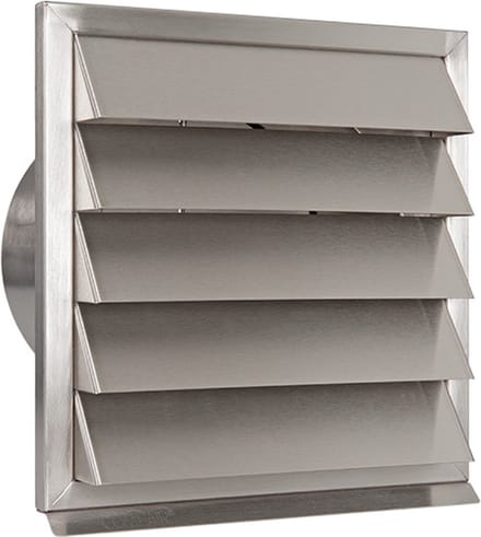 RVS buitenrooster Eco+ vaste lamellen+terugslagklep Ø180mm