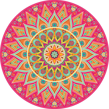 Vinyl | Vloerkleed vinyl rond | Mandala koraal | 170 cm Rond