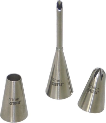 Spuitmondjes, Set van 3, RVS, voor Spuitzak Set - Gefu } DECORE