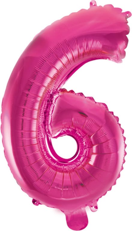 Folie Ballon Cijfer 6 Roze 41 cm