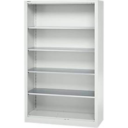 Materiaalkast zonder deur MS - staal - B 1200 x D 500 x H 1935 mm - met 4 tussenlegborden – lichtgrijs - ons merk Schäfer Shop Select
