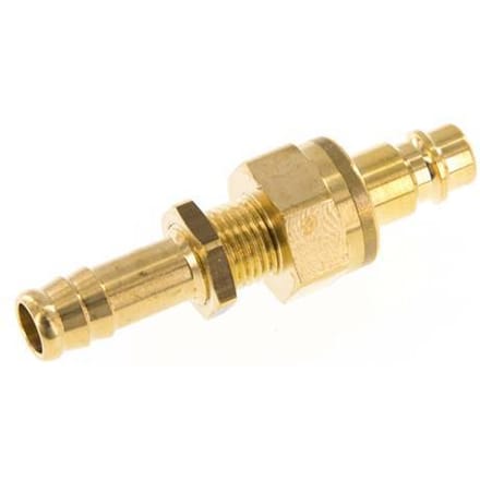 Messing DN 7.2 (Euro) Luchtkoppeling Insteeknippel 10 mm Slangpilaar Schotkoppeling Double Shut-Off