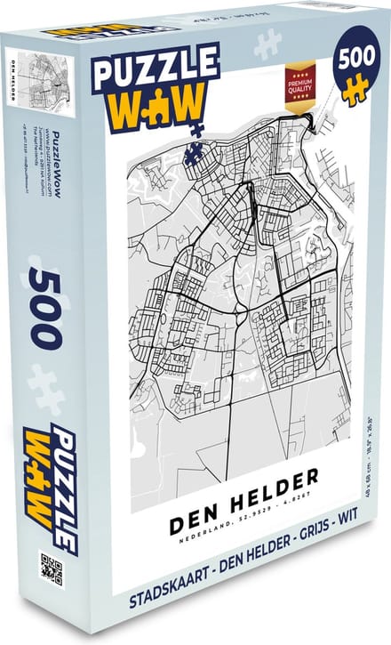 Puzzel Stadskaart - Den Helder - Grijs - Wit - Legpuzzel - Puzzel 500 stukjes - Plattegrond
