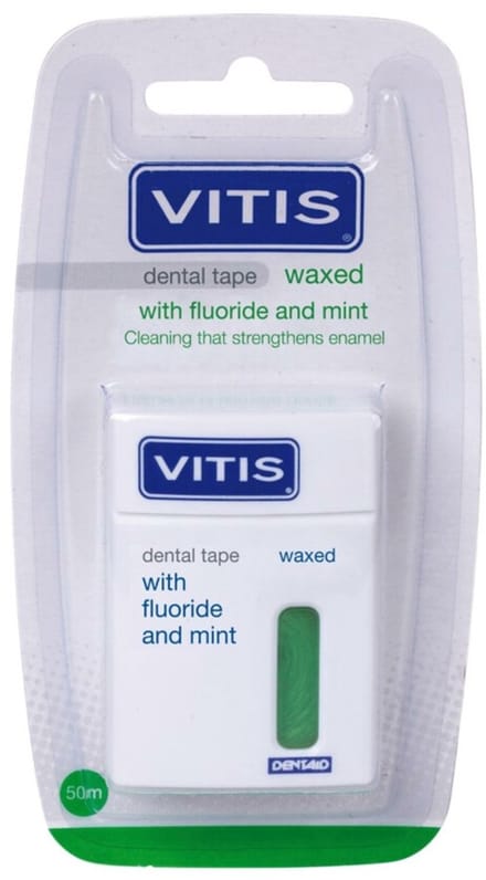 Vitis Waxed Dental Tape Fluoride & Mint - 2 x 50 meter - Voordeelverpakking