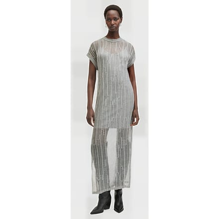 AllSaints Giana Dress Silver Größe: 2 | Maxikleider Outlet | Damen | Grau