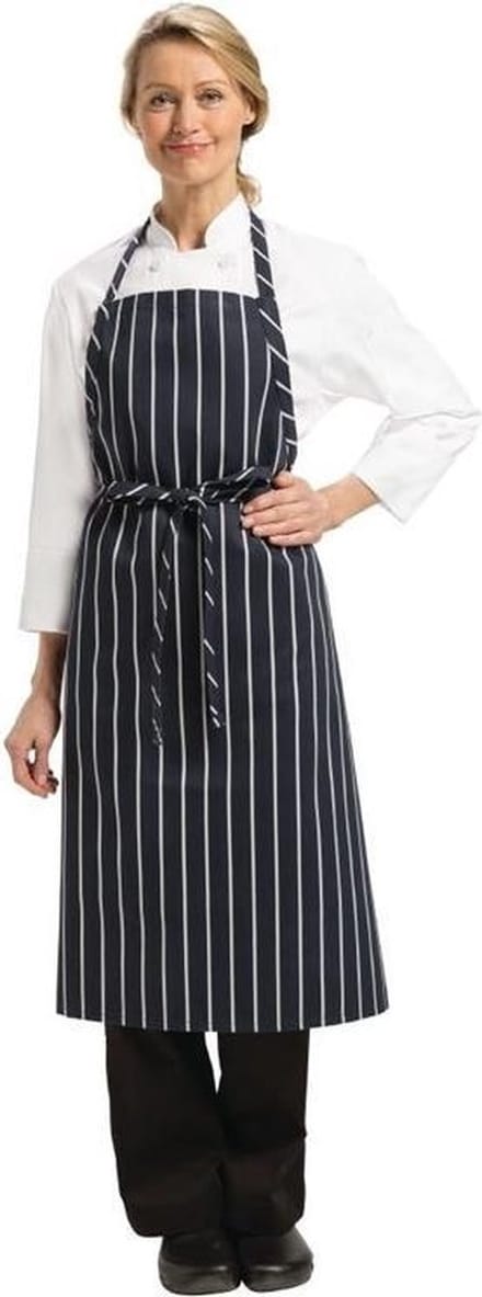Chef Works Premium geweven schort blauw-wit gestreept