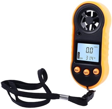 Digitale Windmeter - Windsnelheidsmeter Temperatuurmeter - Buitenactiviteiten Meten - HD Scherm Achtergrondverlichting - 0-30 m/s - Zwart