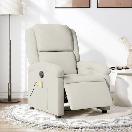 vidaXL - Massagestoel - elektrisch - verstelbaar - fluweel - crèmekleurig