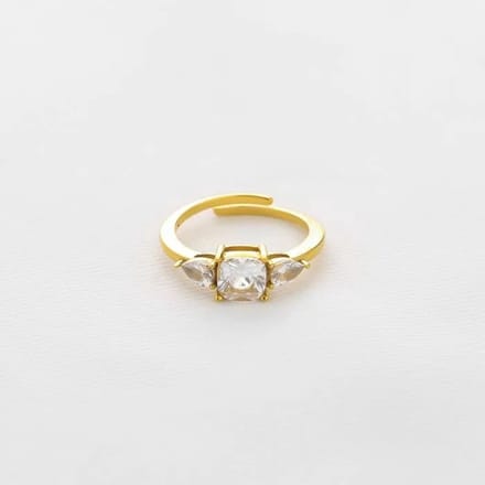 Michelle Bijoux Ring (Sieraad) Vierkante Steen Wit (One Size) Goud
