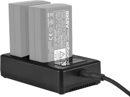 Draagbare Acculader - Dubbele Batterijlader - Flitsaccu's Opladen - Twee Sleuven - 60 Gram - Zwart
