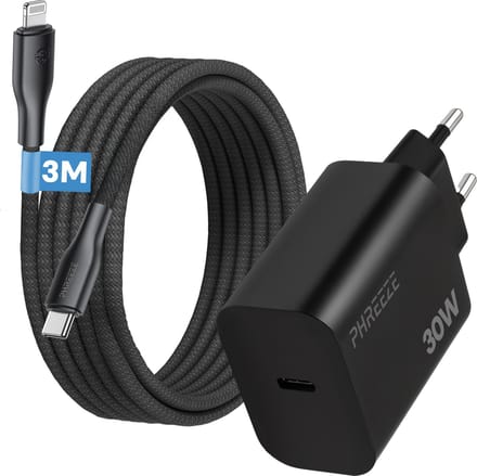 Usb C snellader 30 W geschikt voor iPhone en iPad met Lightning kabel 3 meter - Power Delivery oplader