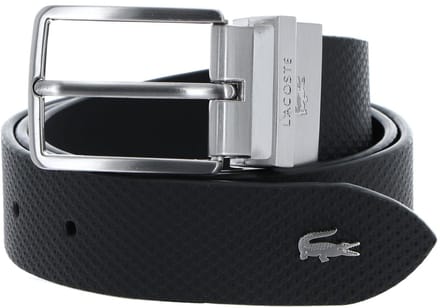 LACOSTE Leren Riem Casual Plain Grained Leather Belt W125 Darkgrey Antraciet