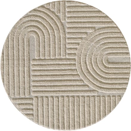 Japandi ART - Rond Vloerkleed Boho - Scandinavisch - Laagpolig Effen - Beige- 80 CM Ø