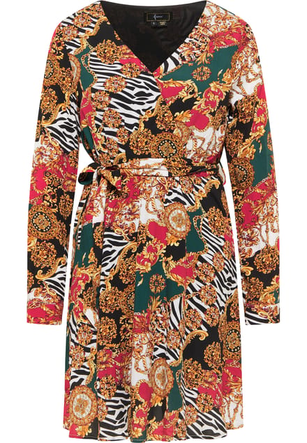 Faina midi-jurk Dames Rood Veelkleurig