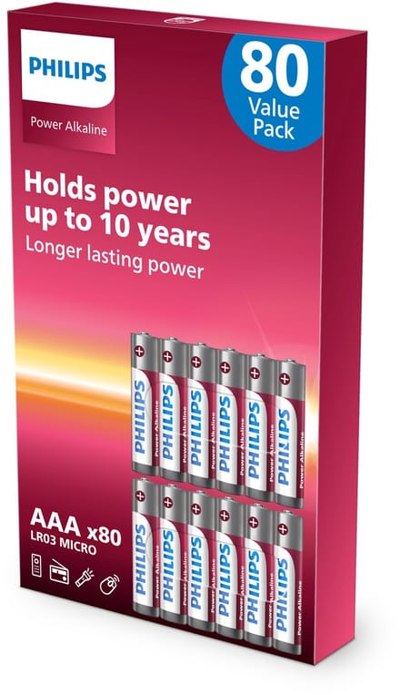 Philips Power Alkaline - AAA Batterijen - 80 stuks