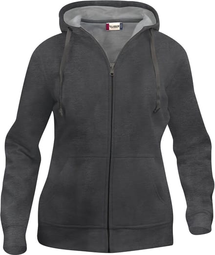 Basic hoody full zip ds antraciet mélange m