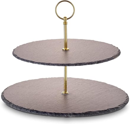 Aura® Serveertoren - Etagere - Tapasplank - Goud - 32cm x 4cm x 30cm