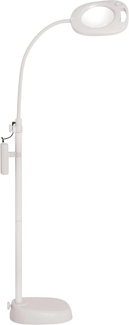 LED Vergrootglas Vloerlamp met Verstelbare Tafelarmatuur - Wit - Mains of Batterijvoeding
