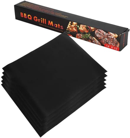 Dailygoods- BBQ Mat - 5 Stuks - Grillmat - Barbecue Mat - PTFE + Glasvezel - 40x33cm - Zwart