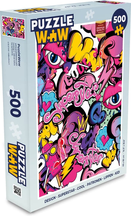 Puzzel Design - Superstar - Cool - Patronen - Lippen - Kids - Legpuzzel - Puzzel 500 stukjes