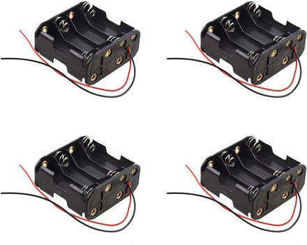 Batterij Houder Case - Batterij Clip Box - Stroom Aansluiten - 8 Cellen Naast Elkaar - 12V - Zwart