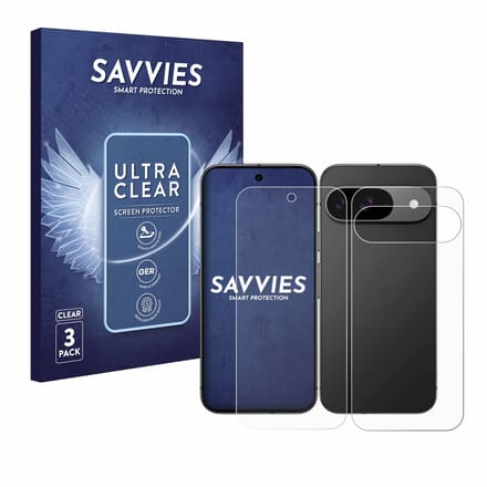 Savvies - Screenprotector voor Google Pixel 9 (Voor+Achter) - Folie Beschermfolie transparant 6 Stuks