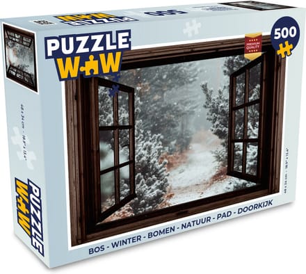 Puzzel Bos - Winter - Bomen - Natuur - Pad - Doorkijk - Legpuzzel - Puzzel 500 stukjes