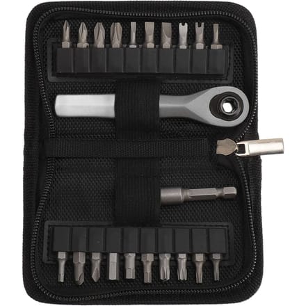 Mini Ratelsleutel Multifunctioneel Draagbaar CRV Staal Haakse Ratelschroevendraaier met 20 Bits black